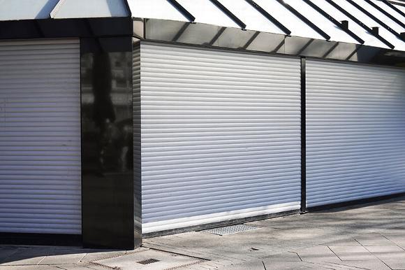 roller shutters on business front